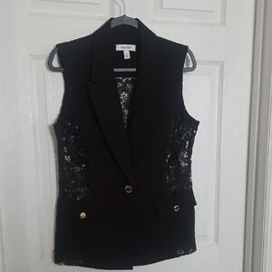 Nine West Black Lace Vest NWOT M